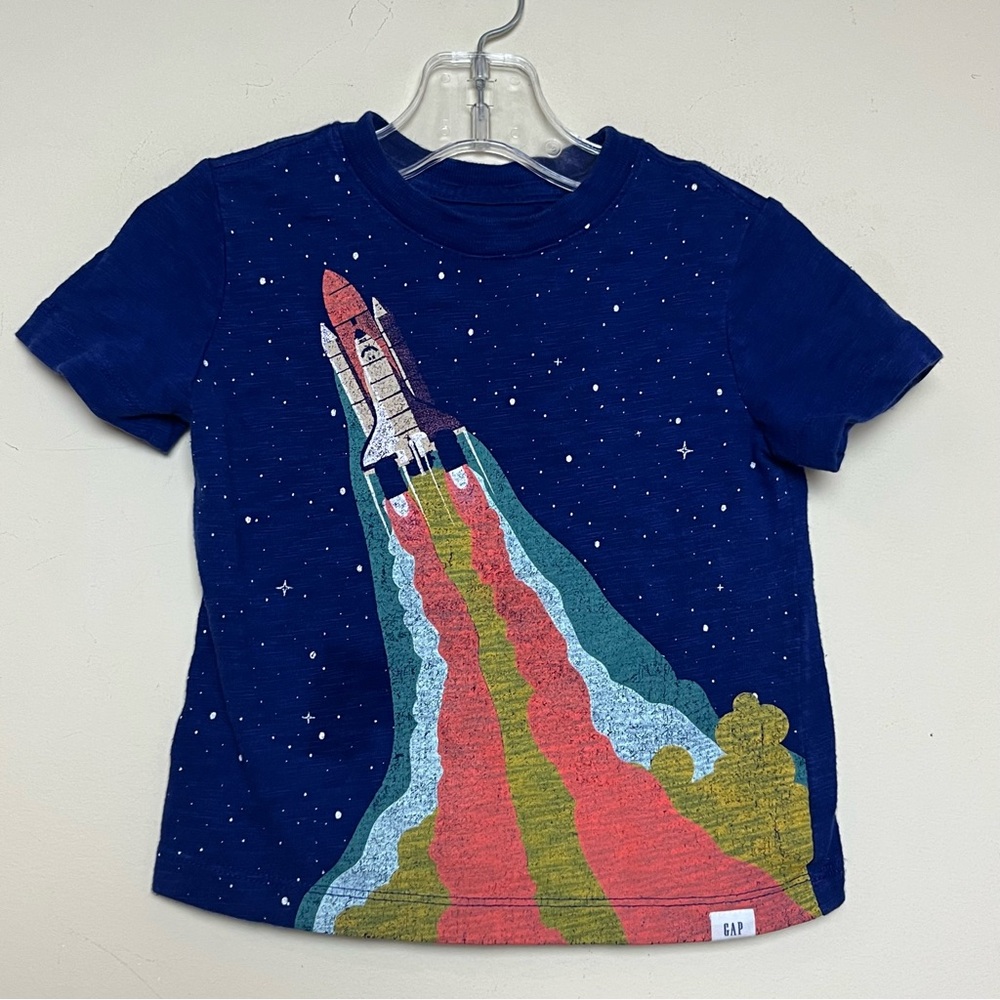 Baby Gap Rainbow Rocket Ship‎ Space Shirt Size 2T